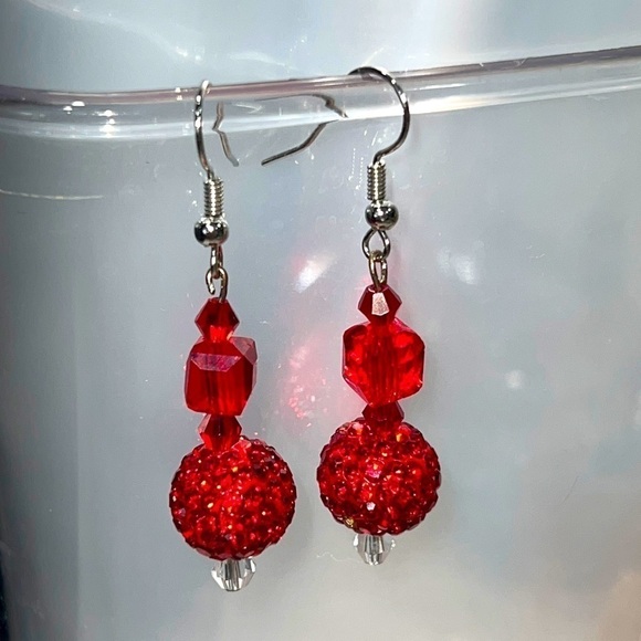 Pave Crystal Ball Drop Earrings - Picture 1 of 4